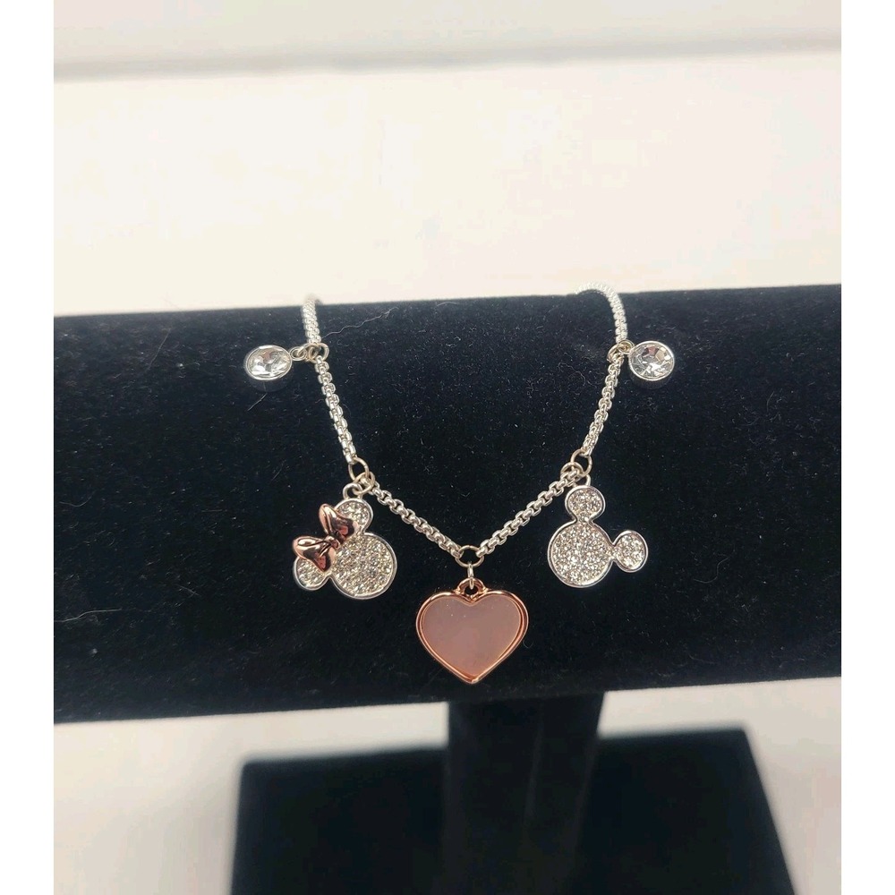 Disney Bracelet Love Minnie & Mickey Mouse Silver Rose Gold Plated‎ Adjustable